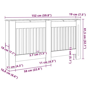 vidaXL Καπάκι Καλοριφέρ 2 pcs Γκρι 152 x 19 x 81,5 cm