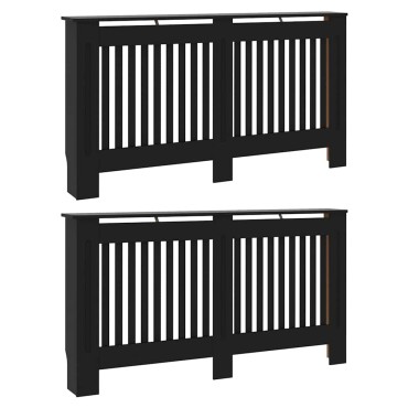 vidaXL Καπάκι Καλοριφέρ 2 pcs Μαύρο 152 x 19 x 81,5 cm