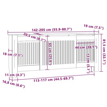 vidaXL Καπάκι Καλοριφέρ 2 pcs Λευκό 205 x 20,5 x 81,5 εκ.