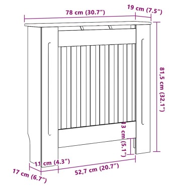 vidaXL Καπάκι Καλοριφέρ Γκρι 78 x 19 x 81,5 εκ. Επεξεργασμένο Ξύλο