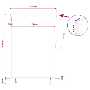 vidaXL Ρόλερ Κρεμ 180 x 250 cm Ύφασμα και Αλουμίνιο