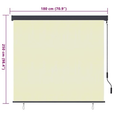 vidaXL Ρόλερ Κρεμ 180 x 250 cm Ύφασμα και Αλουμίνιο