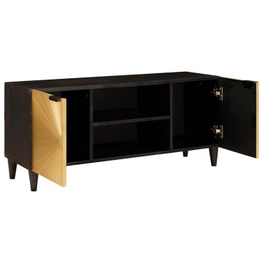 vidaXL Ντουλάπι TV Μαύρο και Χρυσό 105x33x46cm 1 τεμ.