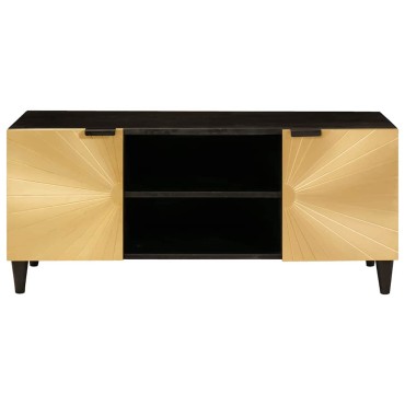 vidaXL Ντουλάπι TV Μαύρο και Χρυσό 105x33x46cm 1 τεμ.
