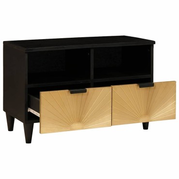 vidaXL Ντουλάπι TV Μαύρο και Χρυσό 70x33x46cm Επεξεργασμένο Ξύλο 1 τεμ.