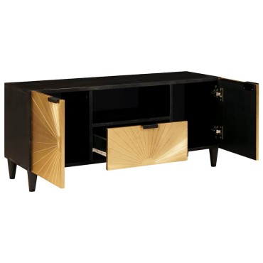 vidaXL Ντουλάπι TV Μαύρο και Χρυσό 105x33x46cm 1 τεμ.