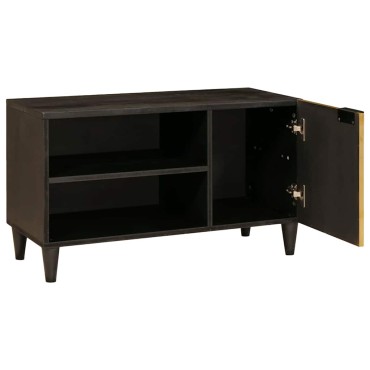vidaXL Ντουλάπι TV Μαύρο και Χρυσό 80x33x46cm Επεξεργασμένο Ξύλο 1 τεμ.