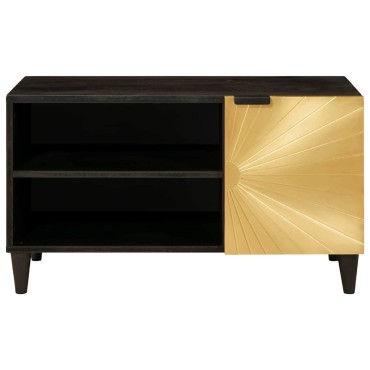 vidaXL Ντουλάπι TV Μαύρο και Χρυσό 80x33x46cm Επεξεργασμένο Ξύλο 1 τεμ.