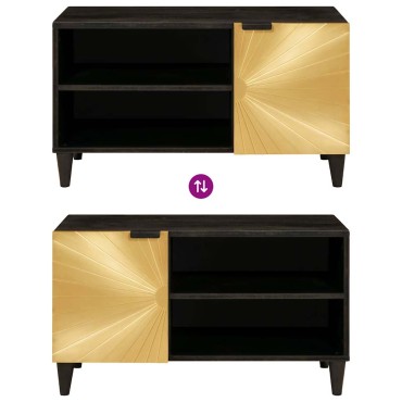 vidaXL Ντουλάπι TV Μαύρο και Χρυσό 80x33x46cm Επεξεργασμένο Ξύλο 1 τεμ.