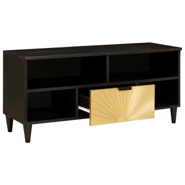 vidaXL Ντουλάπι TV Μαύρο και Χρυσό 100x33x46cm Επεξεργασμένο Ξύλο 1 τεμ.