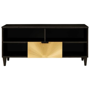 vidaXL Ντουλάπι TV Μαύρο και Χρυσό 100x33x46cm Επεξεργασμένο Ξύλο 1 τεμ.