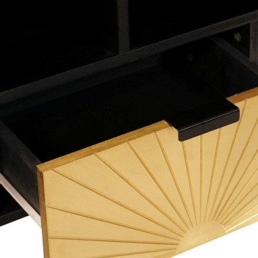 vidaXL Ντουλάπι TV Μαύρο και Χρυσό 100x33x46cm Επεξεργασμένο Ξύλο 1 τεμ.