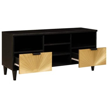 vidaXL Ντουλάπι TV Μαύρο και Χρυσό 100x33x46cm Επεξεργασμένο Ξύλο 1 τεμ.