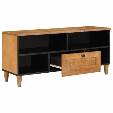 vidaXL Ντουλάπι TV με συρτάρι 100x33x46cm Στερεό ξύλο μάνγκο 1 τεμ.