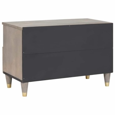 vidaXL Ντουλάπι TV με συρτάρι Γκρι 70x33x46cm Στερεό ξύλο μάνγκο 1 τεμ.