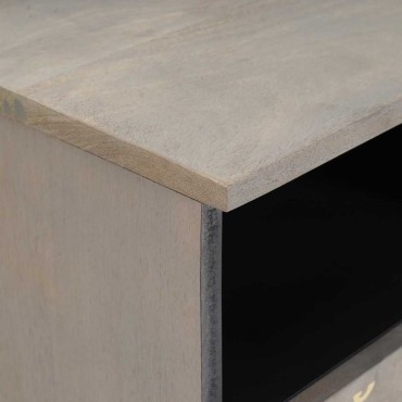 vidaXL Ντουλάπι TV με συρτάρι Γκρι 70x33x46cm Στερεό ξύλο μάνγκο 1 τεμ.