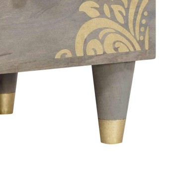 vidaXL Ντουλάπι TV με συρτάρι Γκρι 70x33x46cm Στερεό ξύλο μάνγκο 1 τεμ.