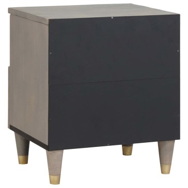 vidaXL Κομοδίνο 2 τεμ. Γκρι 40x33x46cm Στερεό ξύλο μάνγκο