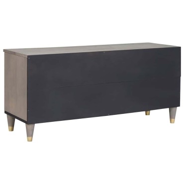 vidaXL Ντουλάπι TV με συρτάρι Γκρι 100x33x46cm Στερεό ξύλο μάνγκο 1 τεμ.