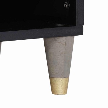 vidaXL Ντουλάπι TV με συρτάρι Γκρι 100x33x46cm Στερεό ξύλο μάνγκο 1 τεμ.