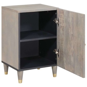 vidaXL Ντουλάπι Μπάνιου Γκρι 38x33x58cm Στερεό ξύλο μάνγκο 1 τεμ.
