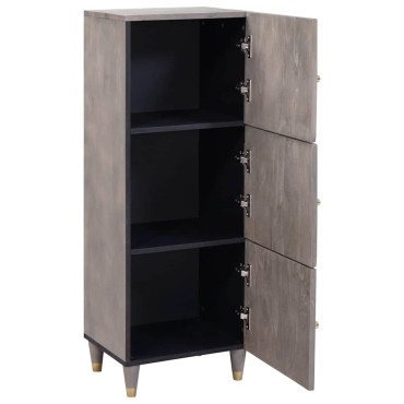 vidaXL Highboard Γκρι και Χρυσό 40x33x110cm Στερεό ξύλο μάνγκο