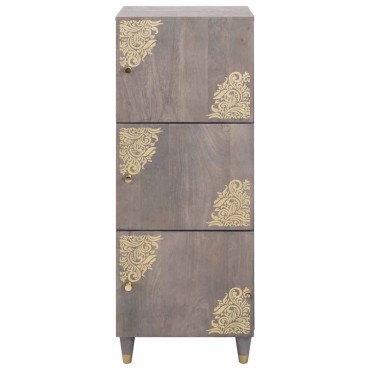 vidaXL Highboard Γκρι και Χρυσό 40x33x110cm Στερεό ξύλο μάνγκο
