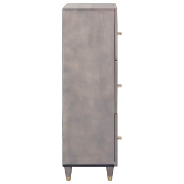 vidaXL Highboard Γκρι και Χρυσό 40x33x110cm Στερεό ξύλο μάνγκο