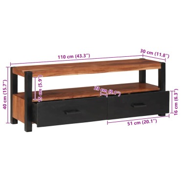 vidaXL Ντουλάπι μέσων Καφέ 110x30x40cm Στερεό Ξύλο Ακακίας 1 τεμ.