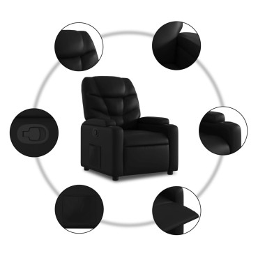 vidaXL Πολυθρόνα με Ανακλινόμενη Πόρτα Μαύρη από Συνθετικό Δέρμα 74x89x100cm 1 τεμ.