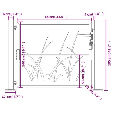 vidaXL Πόρτα Κήπου Ανθρακί 100x100 εκ. Σχέδιο Χαλυβδόφυλλου