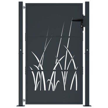 vidaXL Πόρτα Κήπου Ανθρακί 100x125 εκ. Σχέδιο Χαλυβδόφυλλου