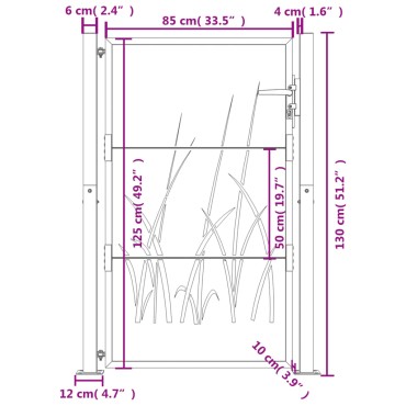 vidaXL Πόρτα Κήπου Ανθρακί 100x125 εκ. Σχέδιο Χαλυβδόφυλλου