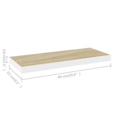 vidaXL Ράφια Τοίχου 4 τεμ. Δρυς/Άσπρο 60x23,5x3,8cm MDF