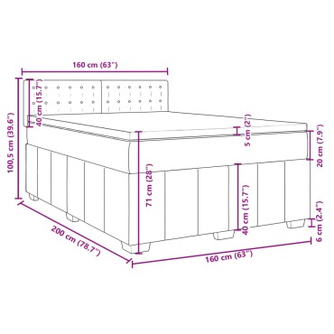 vidaXL Κρεβάτι Boxspring με Στρώμα Taupe 160x200 εκ. Υφασμάτινο