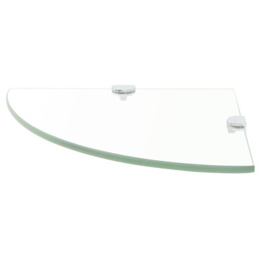 vidaXL Ράφι Γωνιακό Διάφανο 25x25cm Γυάλινο με Στηρίγματα Χρωμίου 1 τεμ.