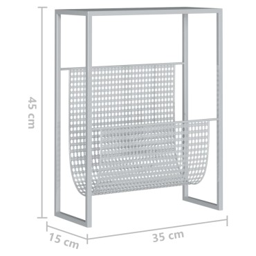 vidaXL Ραφιέρα Περιοδικών Ασημένια 35x15x45cm από Ατσάλι 1 τεμ.