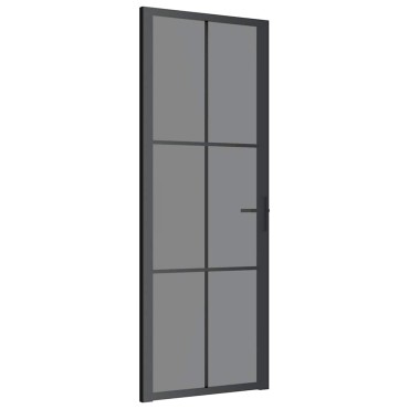 vidaXL Εσωτερική Πόρτα 76x201,5 εκ. Μαύρη ESG Γυαλί και Αλουμίνιο