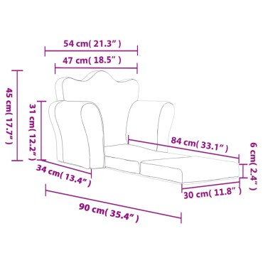 vidaXL Καναπές/Κρεβάτι Παιδικός Μπλε από Μαλακό Βελουτέ Ύφασμα 54x(34-90)x45cm 1 τεμ.