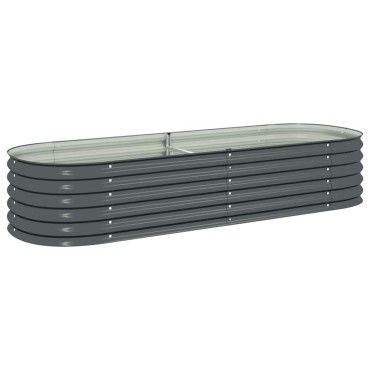 vidaXL Ζαρντινιέρα Υπερυψωμένη Γκρι 240x80x44 εκ. Γαλβανισμ. Χάλυβας
