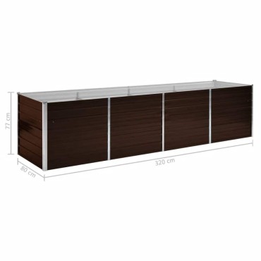 vidaXL Ζαρντινιέρα Υπερυψωμένη Καφέ 320x80x77 εκ. Γαλβανισμ. Χάλυβας