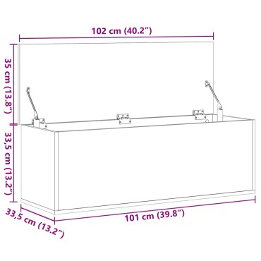 vidaXL Κουτί Αποθήκευσης Γκρι Σκυροδέματος 102x35x35cm Επεξεργ. Ξύλο 1 τεμ.