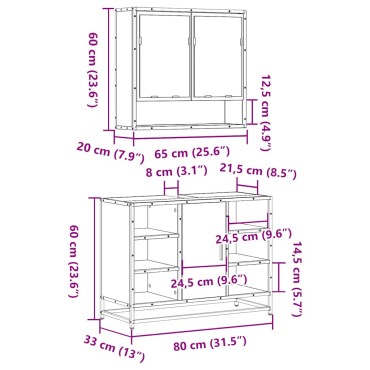 vidaXL Σετ Επίπλων Μπάνιου 2 Τεμαχίων Γκρι sonoma από Τεχν. Ξύλο