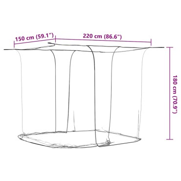 vidaXL Κουνουπιέρα Κρεμαστή 156 220x150x180 εκ. από Δίχτυ