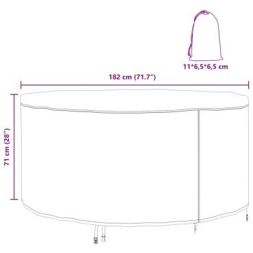 vidaXL Κάλυμμα επίπλων 182x182x71cm Ύφασμα Oxford 210D Γύρος 1 τεμ.