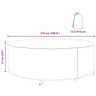 vidaXL Κάλυμμα επίπλων 279x279x71cm Ύφασμα Oxford 420D Γύρος 1 τεμ.