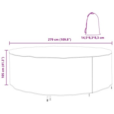 vidaXL Κάλυμμα επίπλων 279x279x105cm Ύφασμα Oxford 420D Γύρος 1 τεμ.