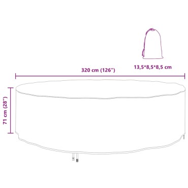 vidaXL Κάλυμμα επίπλων 320x320x71cm Ύφασμα Oxford 600D Γύρος 1 τεμ.