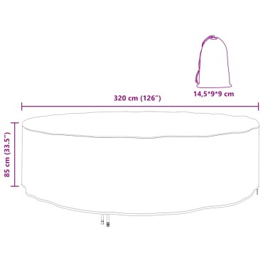 vidaXL Κάλυμμα επίπλων 320x320x85cm Ύφασμα Oxford 600D Γύρος 1 τεμ.