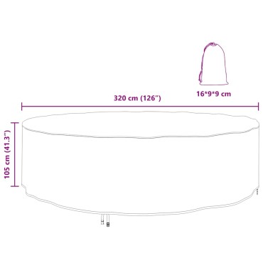 vidaXL Κάλυμμα επίπλων 320x320x105cm Ύφασμα Oxford 210D Γύρος 1 τεμ.